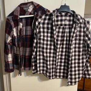 One flannel one cotton lumberjack shirts